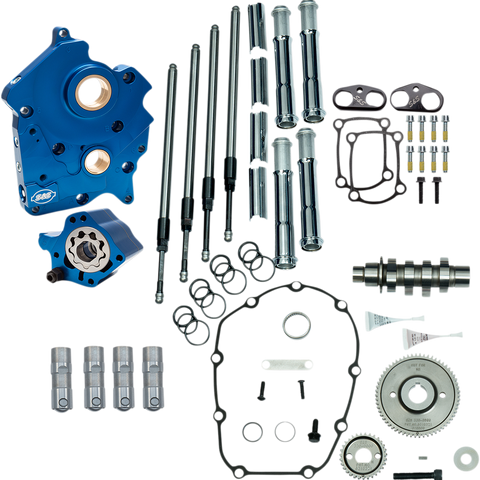 S&S Cycle Cam Chest Kit for M8 Models with VVT – 475 Cam, Gear Drive, Oil Cooled, Chrome Pushrod Tubes (Part #310-1006B)
