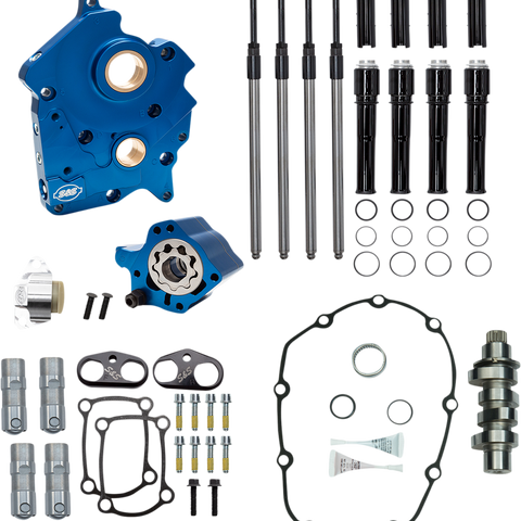 S&S Cycle Cam Chest Kit 310-1011C for M8 Engines with VVT – Oil Cooled Chain Drive System with 465 Cam and Black Pushrod Tubes