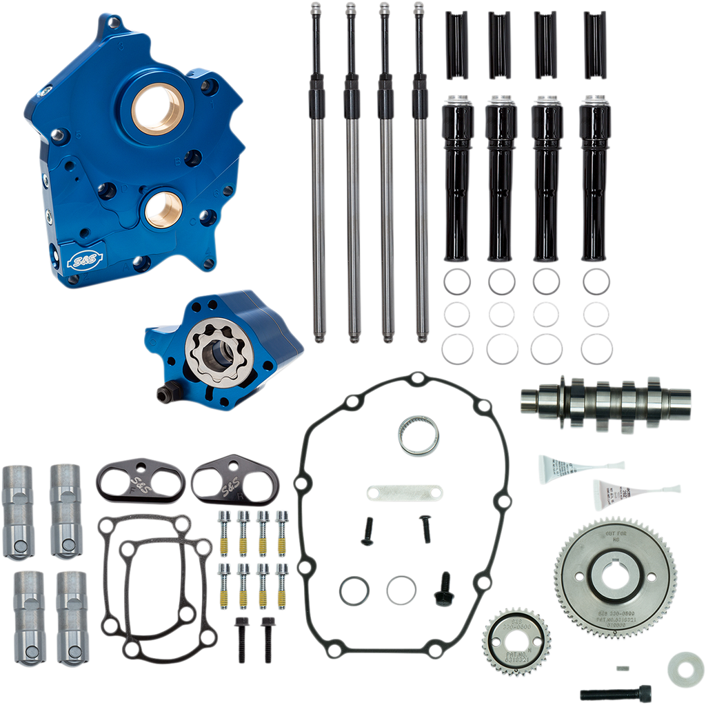 S&S Cycle Cam Chest Kit for M8 Models with VVT – Oil Cooled Gear Drive System with 465 Cam - Black Pushrod Tubes – Part #310-1013B