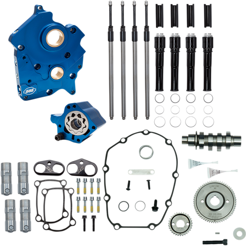 S&S Cycle Cam Chest Kit for M8 Models with VVT – Oil Cooled Gear Drive System with 465 Cam - Black Pushrod Tubes – Part #310-1013B