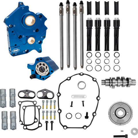 S&S Cycle Cam Chest Kit for M8 Models with VVT - Water Cooled Gear Drive 496 Cam - Black Pushrod Tubes (Part #310-1387A)