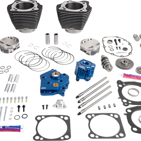 S&S Cycle Power Package for M8 Models 310-1403A - Water Cooled, 496 Gear Drive, Wrinkle Black with Highlight Finish