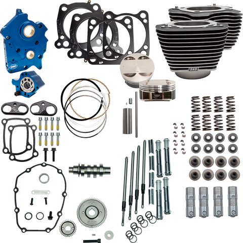 S&S Cycle Power Pack - Oil Cooled 550G with Wrinkle Black Finish and Chrome Pushrod Tubes - Part Number 310-1053D