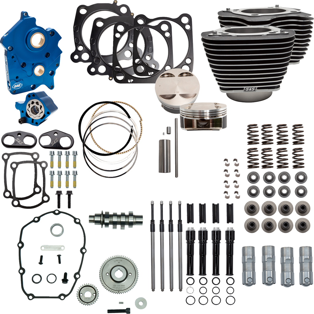 S&S Cycle Power Pack 550G Oil Cooled Engine Kit with Wrinkle Black Finish (Part Number 310-1058D)