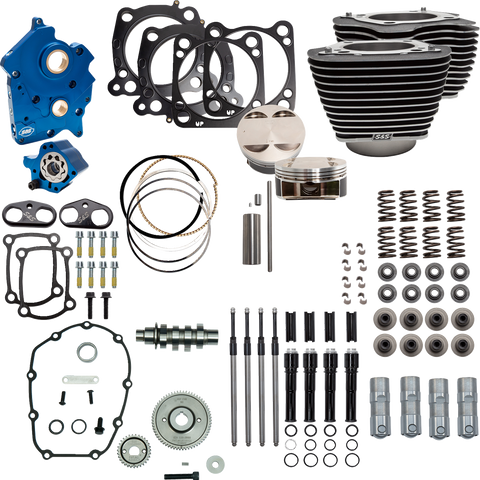 S&S Cycle Power Pack 550G Oil Cooled Engine Kit with Wrinkle Black Finish (Part Number 310-1058D)