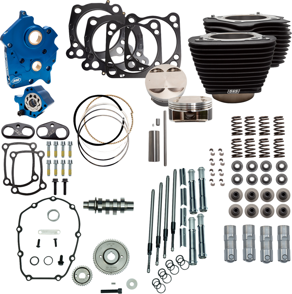 S&S Cycle Power Pack 550G Oil Cooled with Chrome Pushrod Tubes, Wrinkle Black Finish - Part No. 310-1106D