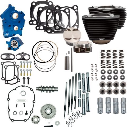 S&S Cycle Power Pack 550G Oil Cooled with Chrome Pushrod Tubes, Wrinkle Black Finish - Part No. 310-1106D