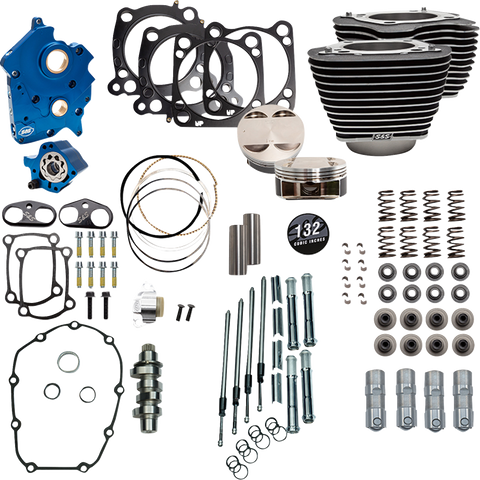 S&S Cycle Power Pack 550C Oil Cooled Kit for 114/117-Inch M8 Engines with Chrome Pushrods