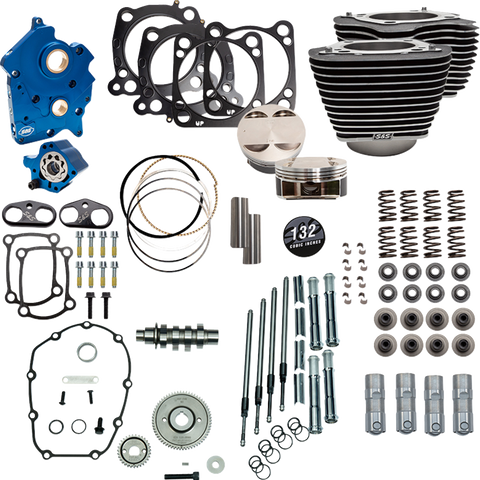 S&S Cycle Power Pack 550G Oil Cooled Kit for 114/117-Inch M8 Engines – Wrinkle Black with Chrome Pushrod Tubes (Part #310-1232D)