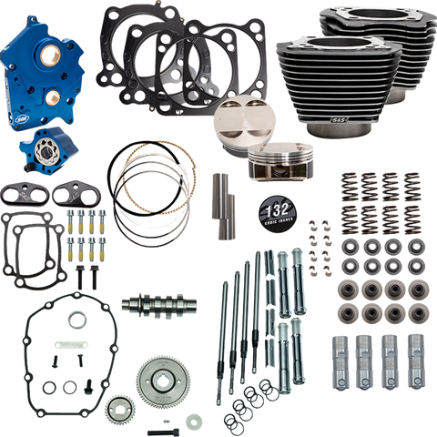 S&S CYCLE Power Pack 550G Water Cooled Big Bore Kit for M8 Engines - 114 and 117 Inch with Chrome Pushrod Tubes