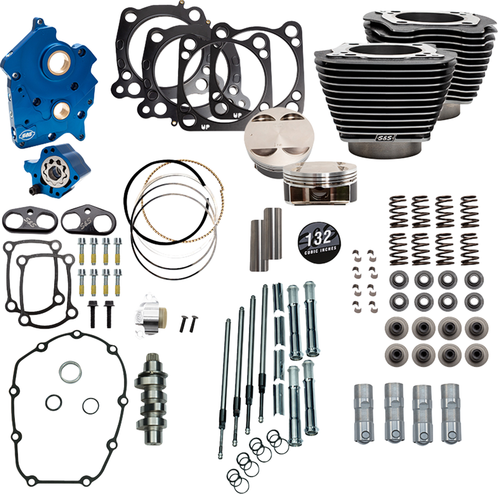 S&S Cycle Power Pack 550C Oil Cooled Big Bore Kit for M8 Engines - 132" Performance Enhancement