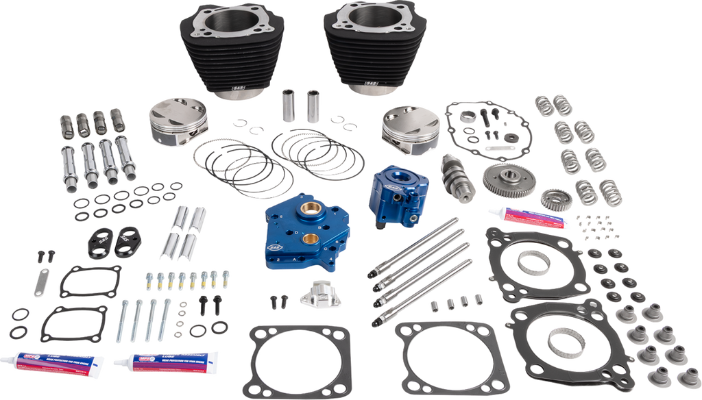 S&S Cycle Power Package for M8 Models - 496 Gear Drive Oil Cooled - Wrinkle Black Finish - Part 310-1392A