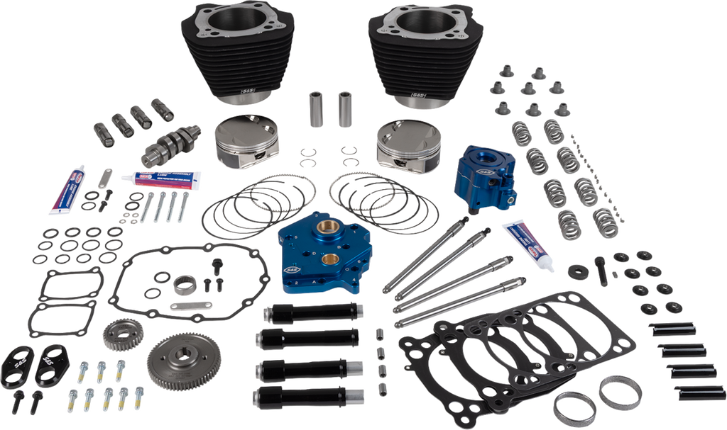 S&S Cycle Power Pack for M8 Engines - Oil Cooled 496 Gear Drive - Wrinkle Black Finish (Part #310-1397A)