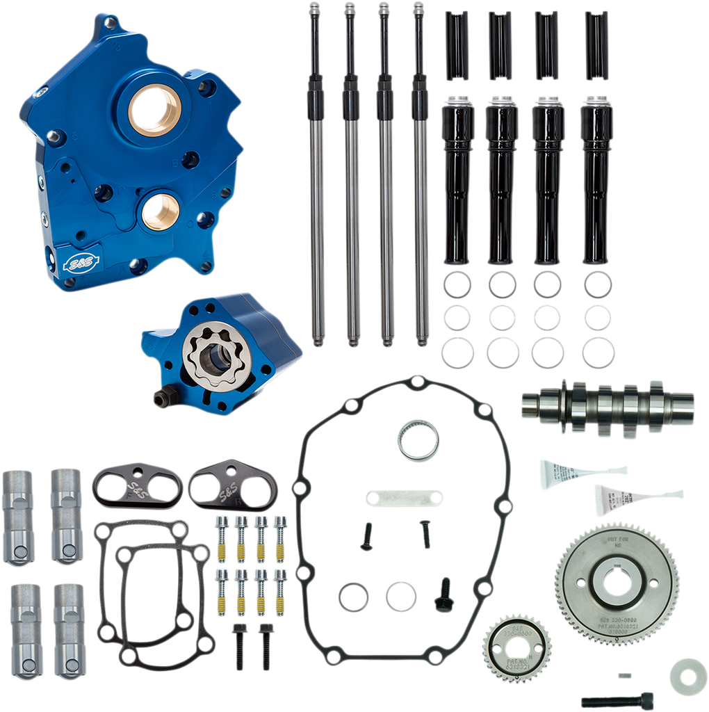 S&S Cycle Cam Chest Kit for M8 with VVT - Water Cooled Gear Drive System - 465 Cam - Black Pushrod Tubes (Part Number 310-1009B)