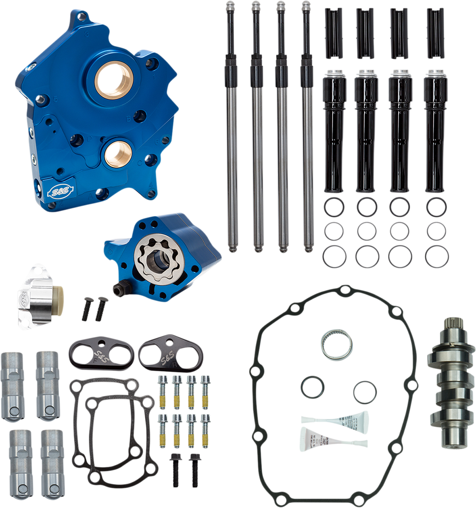 S&S Cycle Cam Chest Kit - Oil Cooled - Chain Drive - 475 Cam - Black Pushrod Tubes for M8 with VVT (Part 310-1012C)