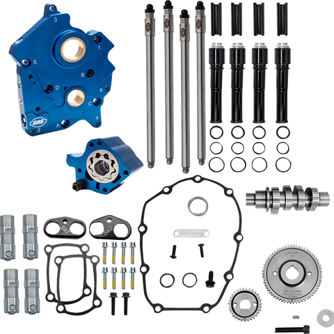 S&S Cycle Cam Chest Kit for M8 Models with VVT - 496 Cam - Oil Cooled - Gear Drive - Black Pushrod Tubes - Part 310-1383A