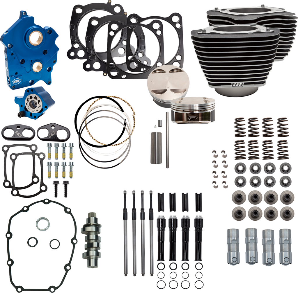 S&S Cycle Power Pack Water Cooled 550C with Wrinkle Black Finish and Black Pushrod Tubes - Part Number 310-1054D