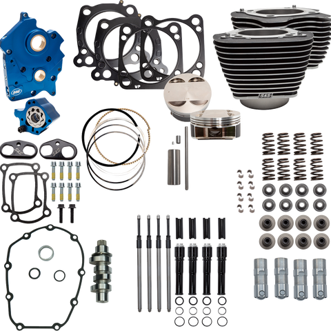 S&S Cycle Power Pack Water Cooled 550C with Wrinkle Black Finish and Black Pushrod Tubes - Part Number 310-1054D
