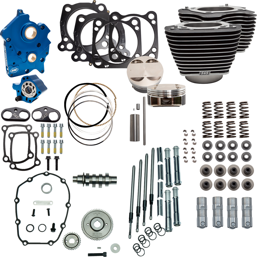 S&S Cycle Power Pack 550G Water Cooled Engine Kit with Chrome Pushrod Tubes and Wrinkle Black Finish - Part 310-1102D