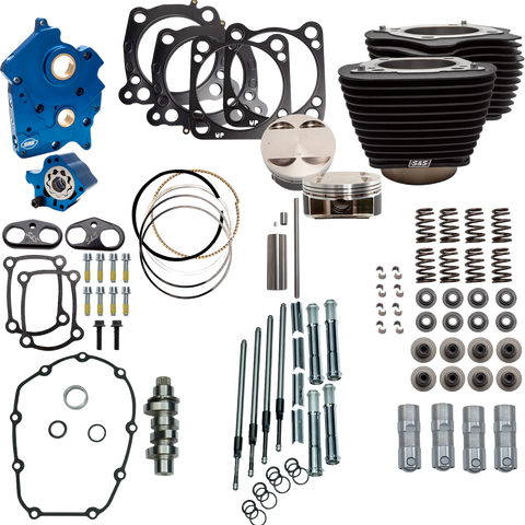 S&S Cycle Power Pack 550C Oil Cooled Engine Kit with Chrome Pushrod Tubes, M8 - Wrinkle Black Finish