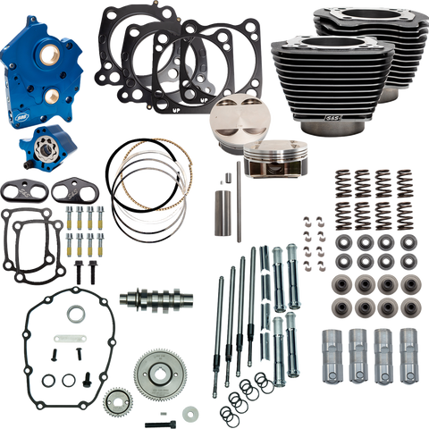 S&S Cycle Power Pack Water Cooled 550G with Black Granite Finish and Chrome Pushrod Tubes - Part Number 310-1108D