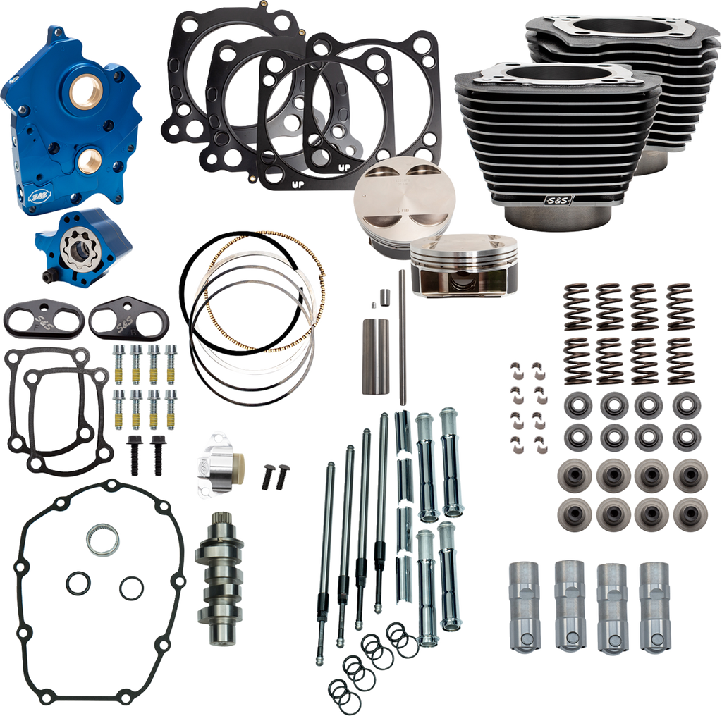 S&S Cycle Power Pack 550C Oil Cooled Engine Kit with Chrome Pushrod Tubes and Black Granite Finish – Part 310-1109D