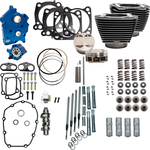 S&S Cycle Power Pack 550C Oil Cooled Engine Kit with Chrome Pushrod Tubes and Black Granite Finish – Part 310-1109D