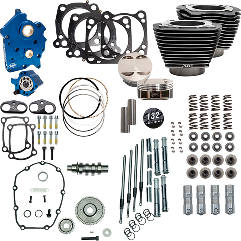 S&S Cycle Power Pack 550G Oil Cooled Kit for 114-117 inch M8 Engines - Black Granite Finish with Chrome Pushrod Tubes (Part No. 310-1238D)