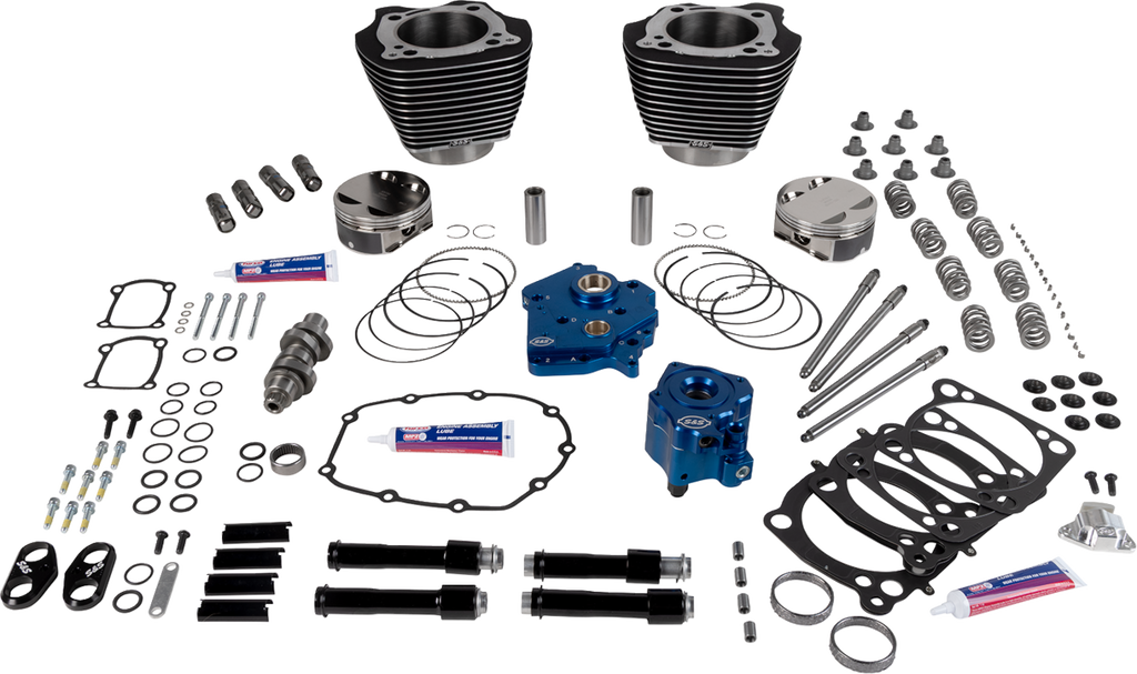 S&S Cycle Power Pack for M8 Models with Oil Cooled 496 Chain Drive, Wrinkle Black Finish (Part #310-1395A)