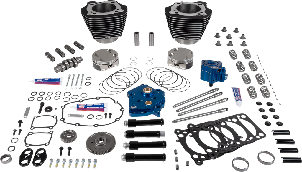 S&S Cycle Power Pack for M8 Engines (Part #310-1398A) – Oil Cooled, 496 Cam, Wrinkle Black Finish