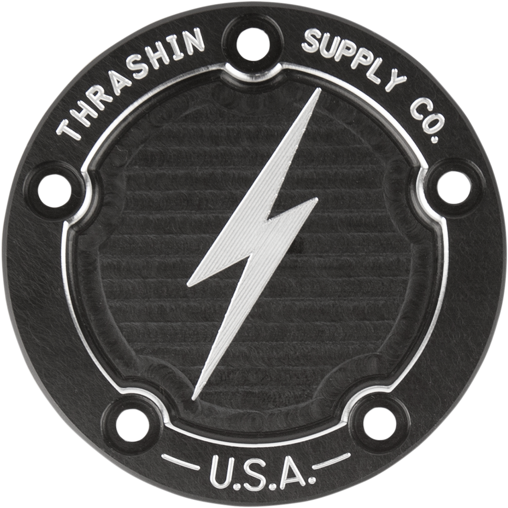 THRASHIN SUPPLY CO. Points Cover - Dished Black Finish for Twin Cam - Part TSC-3026-4
