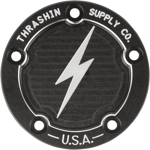 THRASHIN SUPPLY CO. Points Cover - Dished Black Finish for Twin Cam - Part TSC-3026-4