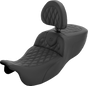 SADDLEMEN Roadsofa™ Extended Reach Seat with Backrest for FLRT/FLTRT '15-'25 – Lattice Stitch, Part 815-07-184BR