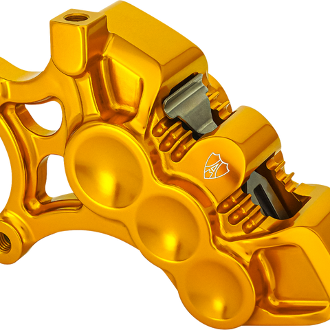 Arlen Ness 320-109 Monoblock Axial 6-Piston Brake Caliper, Left-Hand, Gold