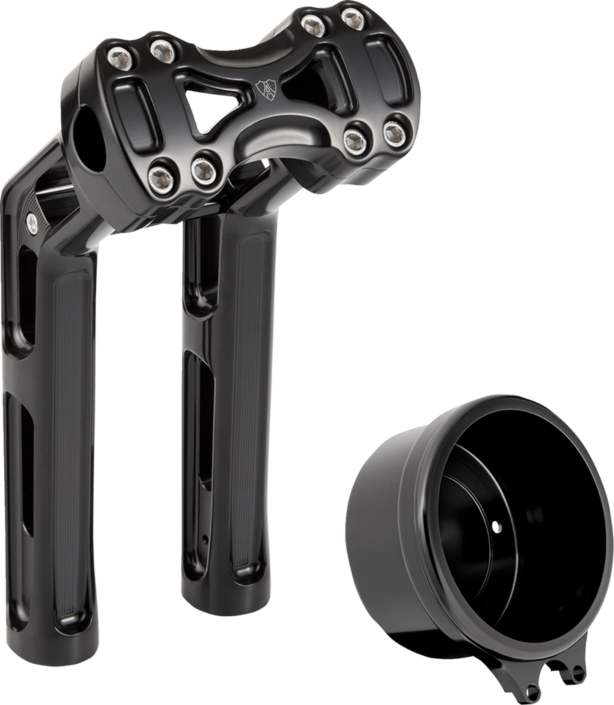 Arlen Ness Wayback 10-Inch Risers for Softail with 4-Inch Round Gauge, Black 520-073