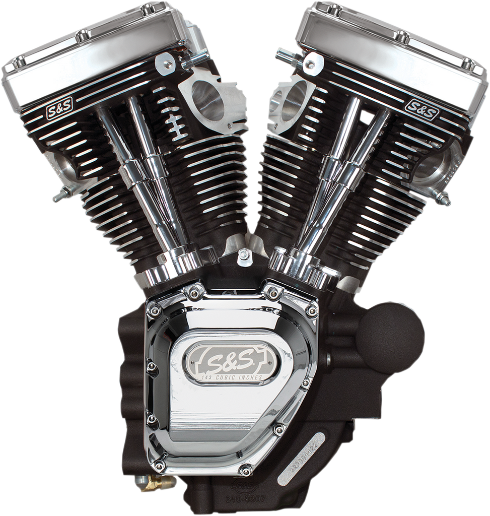 S&S Cycle T143 Long Block Engine - Wrinkle Black and Chrome for Touring Models 310-0548A