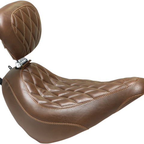 MUSTANG Seat - Wide Tripper* Solo - with Backrest - Diamond - Brown 83004 - Team Dream Rides
