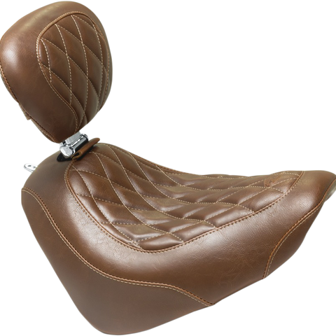 MUSTANG Seat - Wide Tripper* Solo - with Backrest - Diamond - Brown 83013 - Team Dream Rides