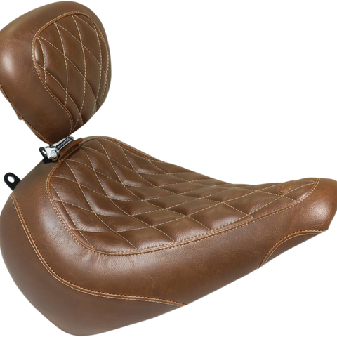 MUSTANG Seat - Wide Tripper* Solo - with Backrest - Diamond - Brown 83022 - Team Dream Rides