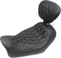 MUSTANG Seat - Wide Tripper* Solo - with Backrest - Diamond - Black 79799 - Team Dream Rides