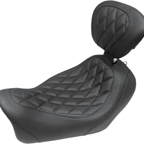 MUSTANG Seat - Wide Tripper* Solo - with Backrest - Diamond - Black 79799 - Team Dream Rides