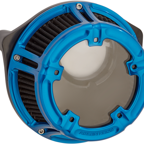 Arlen Ness Method™ Clear Series Air Cleaner - Blue (Part 18-181) | Forged Billet Aluminum with Polycarbonate Window