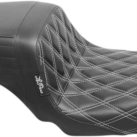 LePera Kickflip Seat - Double Diamond with White Stitching for Harley FXD '06-'17, Model LK-591DD-WHITE