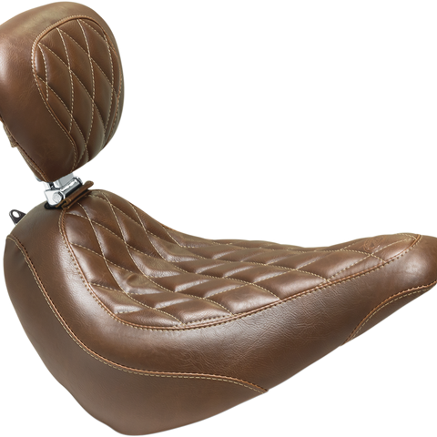 MUSTANG Seat - Wide Tripper* Solo - with Backrest - Diamond - Brown 83052 - Team Dream Rides