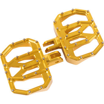 THRASHIN SUPPLY CO. Mini Aggressor Floorboards - Gold Front TSC-2031-5-SF - Team Dream Rides