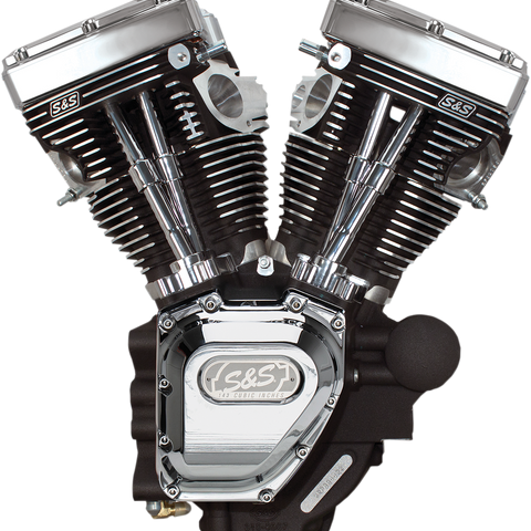 S&S Cycle T143 Long Block Engine with Wrinkle Black and Chrome Finish for Dyna - Part 310-0883A