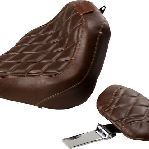 MUSTANG Seat - Wide Tripper* Solo - with Backrest - Diamond - Brown 83031 - Team Dream Rides