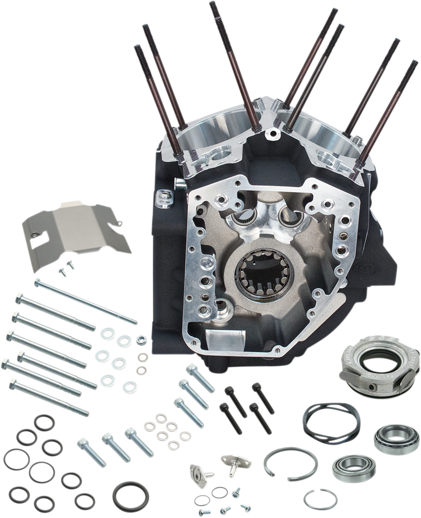 S&S CYCLE Twin Cam 88A Engine Case with 4.125" Bore, Wrinkle Black - Part No. 31-0181A