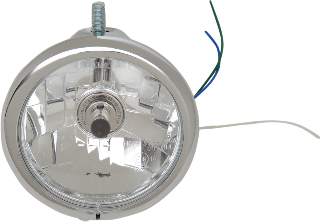 Drag Specialties L21-6114SC Top-Mount 5-3/4-Inch Chrome Headlight with H4 Bulb