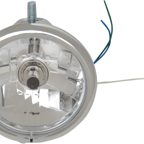 Drag Specialties L21-6114SC Top-Mount 5-3/4-Inch Chrome Headlight with H4 Bulb